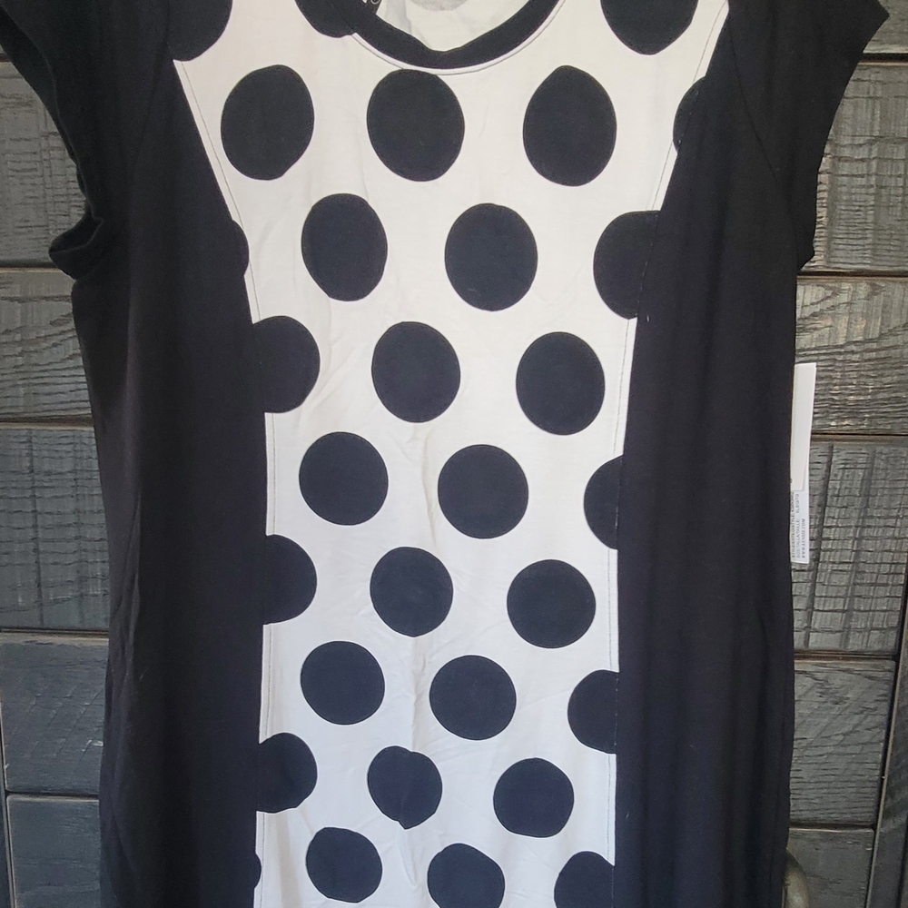 Kensie Black and White Polka Dot Midi Dress